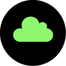 Green cloud icon on a black background